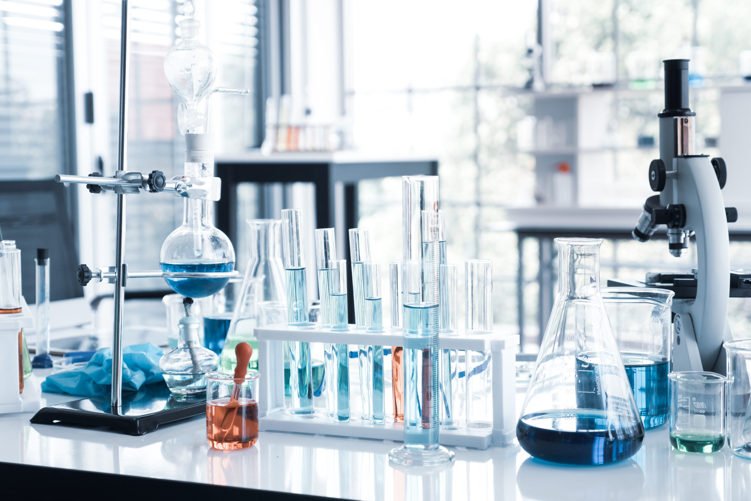 Science Instruments in laboratory room. Science Research Concept View of the laboratory inside along with its instruments